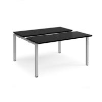 Adapt sliding top back to back desks 1400mm x 1200mm - silver frame, black top