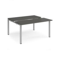 Adapt sliding top back to back desks 1400mm x 1200mm - silver frame, storm grey top