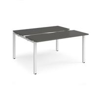 Adapt sliding top back to back desks 1400mm x 1200mm - white frame, storm grey top