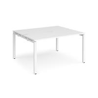 Adapt sliding top back to back desks 1400mm x 1200mm - white frame, white top