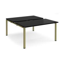 Adapt sliding top back to back desks 1400mm x 1600mm - green frame, black top