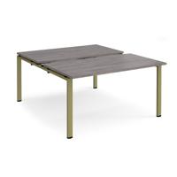 Adapt sliding top back to back desks 1400mm x 1600mm - green frame, grey oak top