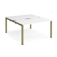 Adapt sliding top back to back desks 1400mm x 1600mm - green frame, white top