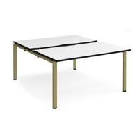 Adapt sliding top back to back desks 1400mm x 1600mm - green frame, white top, black edge