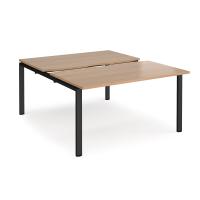 Adapt sliding top back to back desks 1400mm x 1600mm - black frame, beech top
