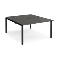 Adapt sliding top back to back desks 1400mm x 1600mm - black frame, storm grey top