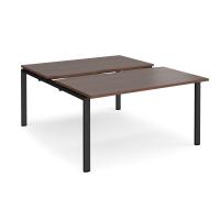 Adapt sliding top back to back desks 1400mm x 1600mm - black frame, walnut top