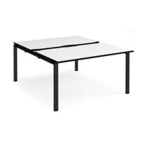 Adapt sliding top back to back desks 1400mm x 1600mm - black frame, white top, black edge