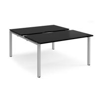 Adapt sliding top back to back desks 1400mm x 1600mm - silver frame, black top