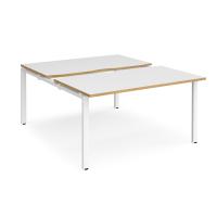 Adapt sliding top starter units back to back 1400mm x 1600mm - white frame, white top with oak edging