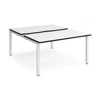 Adapt sliding top back to back desks 1400mm x 1600mm - white frame, white top, black edge