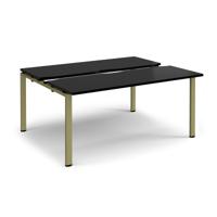 Adapt sliding top back to back desks 1600mm x 1200mm - green frame, black top
