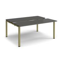 Adapt sliding top back to back desks 1600mm x 1200mm - green frame, storm grey top