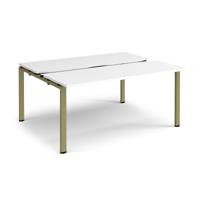 Adapt sliding top back to back desks 1600mm x 1200mm - green frame, white top