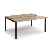 Adapt sliding top back to back desks 1600mm x 1200mm - black frame, kendal oak top