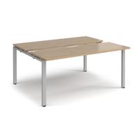 Adapt sliding top back to back desks 1600mm x 1200mm - silver frame, kendal oak top