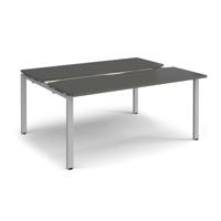 Adapt sliding top back to back desks 1600mm x 1200mm - silver frame, storm grey top