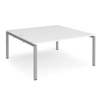 Adapt sliding top back to back desks 1600mm x 1200mm - silver frame, white top