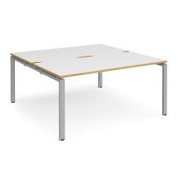 Adapt sliding top starter units back to back 1600mm x 1200mm - silver frame, white top with oak edging