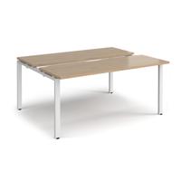 Adapt sliding top back to back desks 1600mm x 1200mm - white frame, kendal oak top