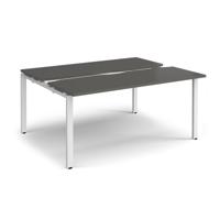 Adapt sliding top back to back desks 1600mm x 1200mm - white frame, storm grey top
