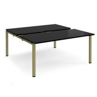Adapt sliding top back to back desks 1600mm x 1600mm - green frame, black top