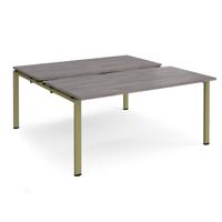 Adapt sliding top back to back desks 1600mm x 1600mm - green frame, grey oak top