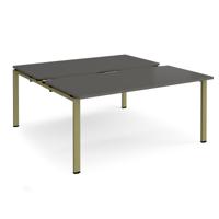 Adapt sliding top back to back desks 1600mm x 1600mm - green frame, storm grey top