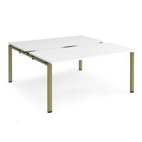 Adapt sliding top back to back desks 1600mm x 1600mm - green frame, white top