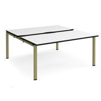 Adapt sliding top back to back desks 1600mm x 1600mm - green frame, white top, black edge