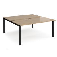 Adapt sliding top back to back desks 1600mm x 1600mm - black frame, kendal oak top