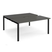 Adapt sliding top back to back desks 1600mm x 1600mm - black frame, storm grey top