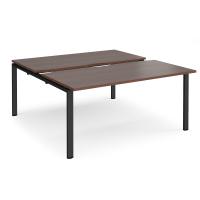 Adapt sliding top back to back desks 1600mm x 1600mm - black frame, walnut top