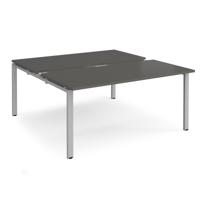 Adapt sliding top back to back desks 1600mm x 1600mm - silver frame, storm grey top