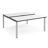 Adapt sliding top back to back desks 1600mm x 1600mm - silver frame, white top, black edge