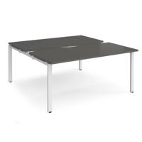 Adapt sliding top back to back desks 1600mm x 1600mm - white frame, storm grey top