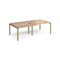 Adapt sliding top double back to back desks 2400mm x 1200mm - green frame, beech top