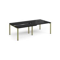 Adapt sliding top double back to back desks 2400mm x 1200mm - green frame, black top