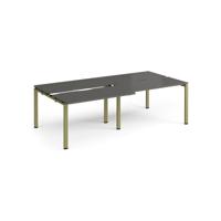 Adapt sliding top double back to back desks 2400mm x 1200mm - green frame, storm grey top