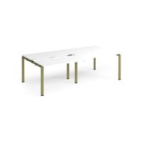 Adapt sliding top double back to back desks 2400mm x 1200mm - green frame, white top