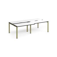 Adapt sliding top double back to back desks 2400mm x 1200mm - green frame, white top, black edge
