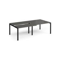 Adapt sliding top double back to back desks 2400mm x 1200mm - black frame, storm grey top