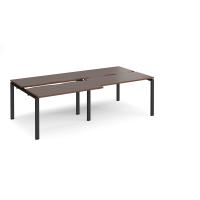 Adapt sliding top double back to back desks 2400mm x 1200mm - black frame, walnut top