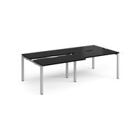 Adapt sliding top double back to back desks 2400mm x 1200mm - silver frame, black top
