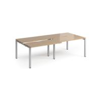 Adapt sliding top double back to back desks 2400mm x 1200mm - silver frame, kendal oak top