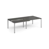 Adapt sliding top double back to back desks 2400mm x 1200mm - silver frame, storm grey top