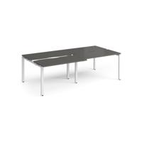 Adapt sliding top double back to back desks 2400mm x 1200mm - white frame, storm grey top