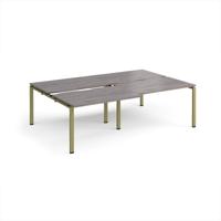 Adapt sliding top double back to back desks 2400mm x 1600mm - green frame, grey oak top