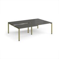 Adapt sliding top double back to back desks 2400mm x 1600mm - green frame, storm grey top
