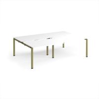 Adapt sliding top double back to back desks 2400mm x 1600mm - green frame, white top